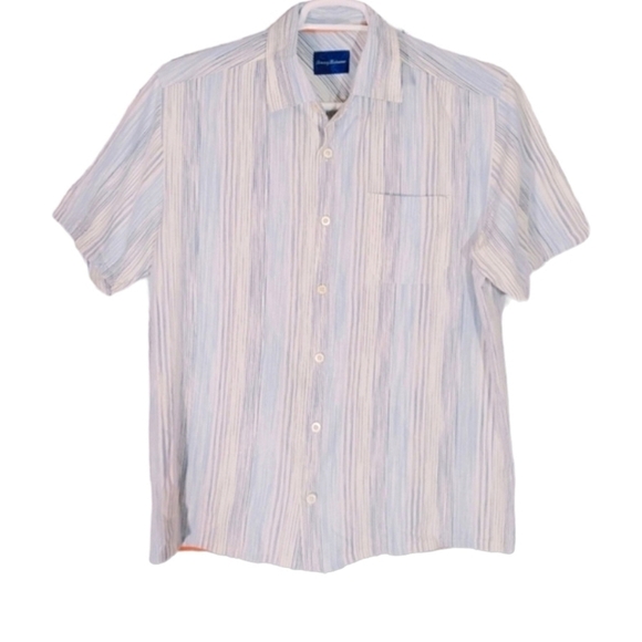 Tommy Bahama Other - Tommy Bahama Silk Blend Stripes Button Up Short Sleeve Shirt‎